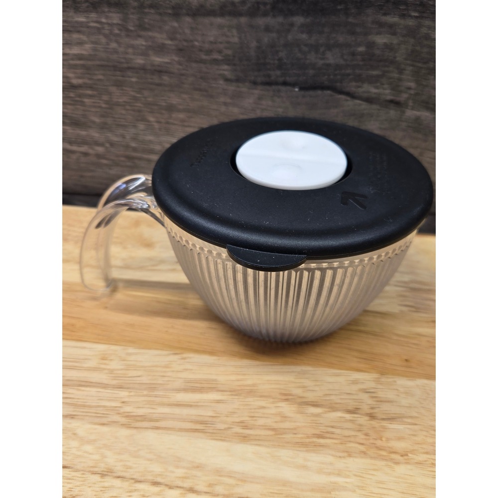 Tupperware CrystalWave 2 Cup 500ml Microwave Bowl Black Lid Vent 5201A-2 Clear